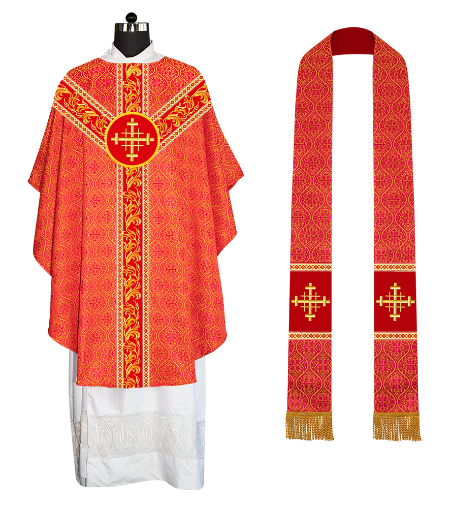 GOTHIC CHASUBLE VESTMENTS WITH ORNATE EMBROIDERY AND TRIMS