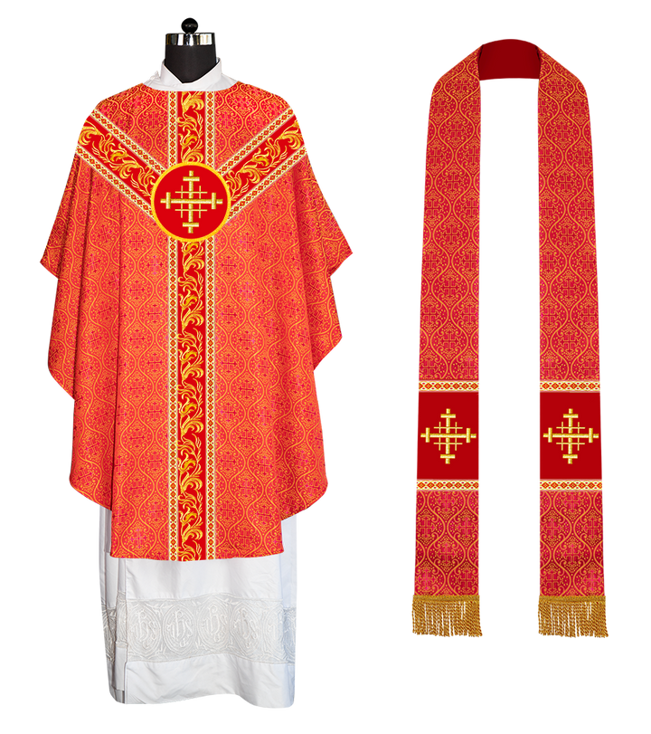 GOTHIC CHASUBLE VESTMENTS WITH ORNATE EMBROIDERY AND TRIMS