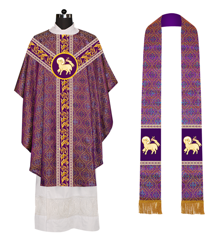 GOTHIC CHASUBLE VESTMENTS WITH ORNATE EMBROIDERY AND TRIMS