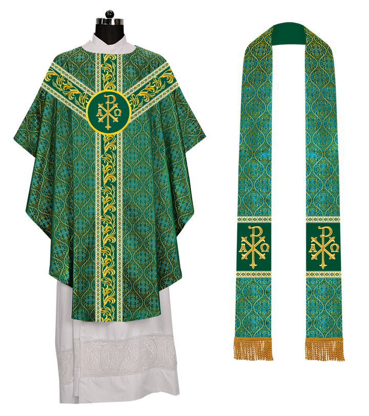 GOTHIC CHASUBLE VESTMENTS WITH ORNATE EMBROIDERY AND TRIMS