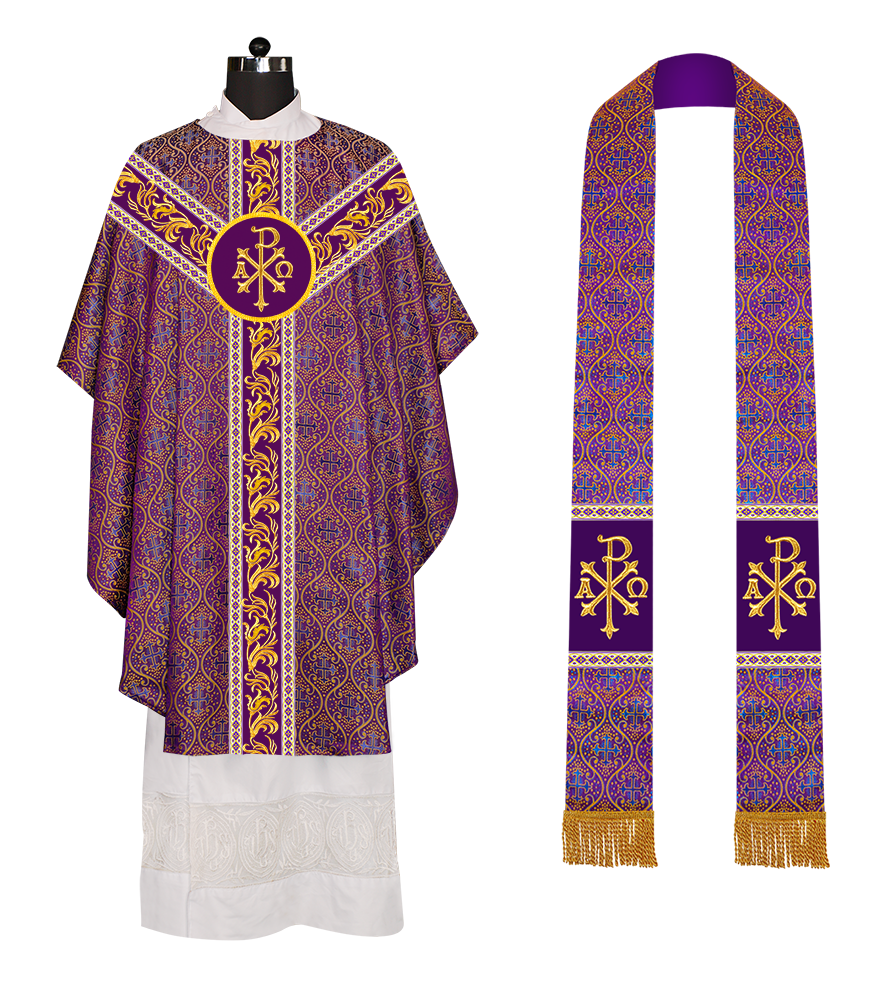 GOTHIC CHASUBLE VESTMENTS WITH ORNATE EMBROIDERY AND TRIMS