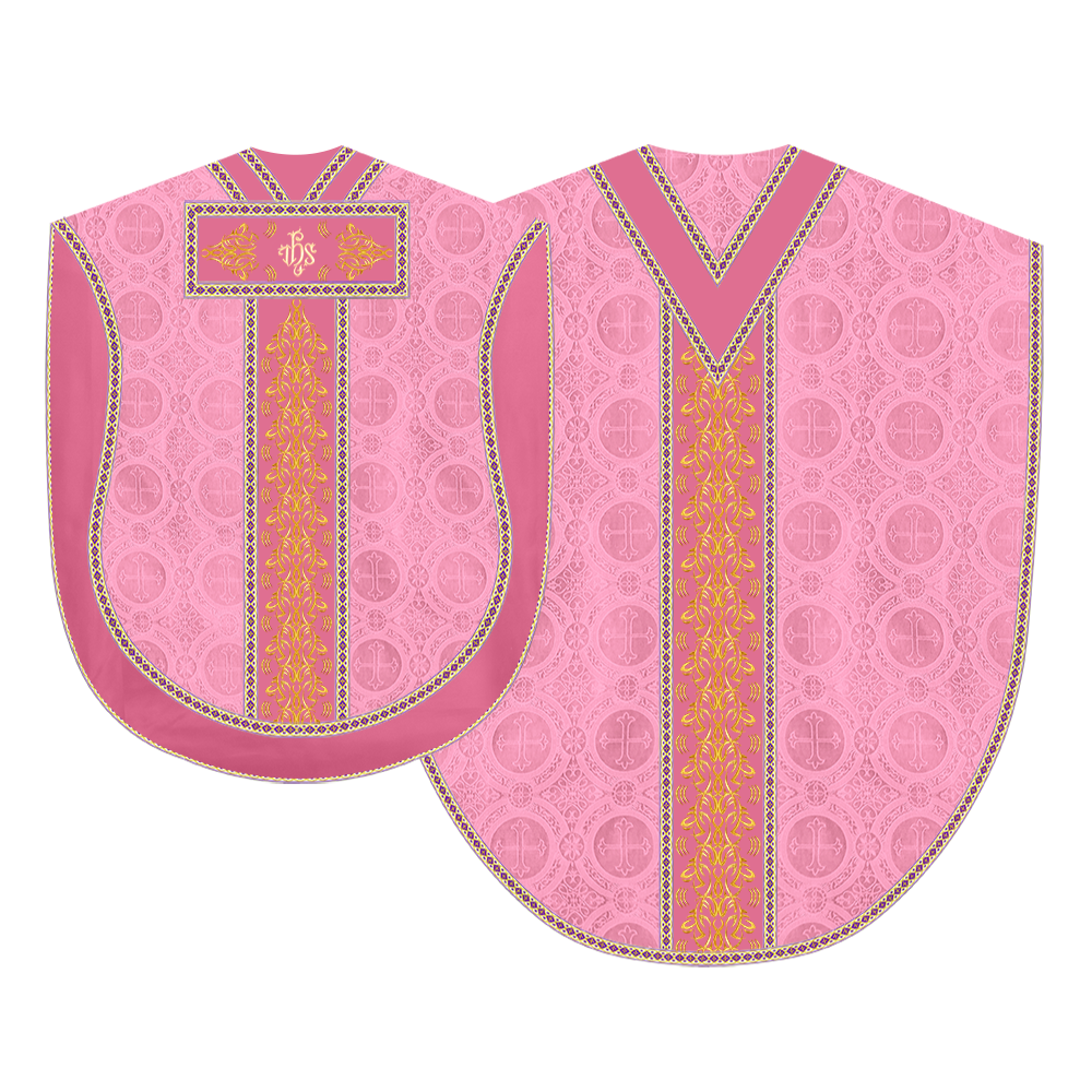 BORROMEAN CHASUBLE VESTMENT WITH BRAIDED ORPHREY AND TRIMS