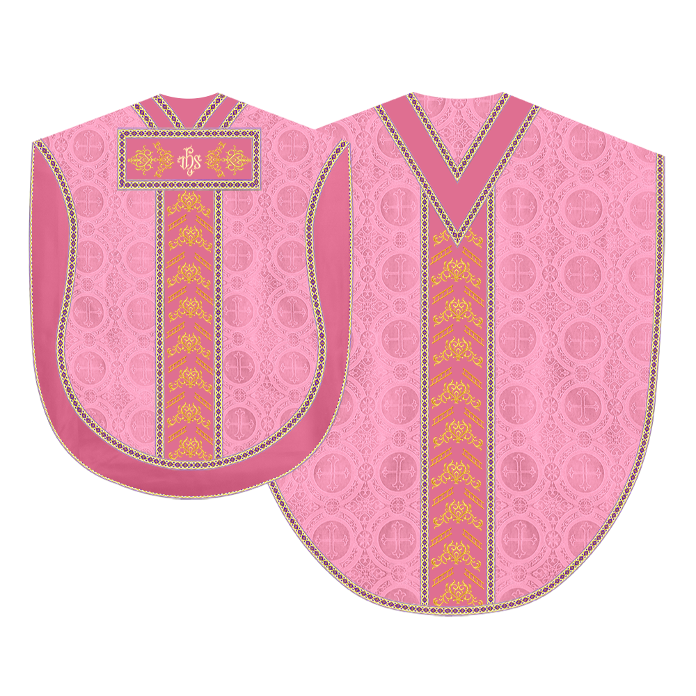 Borromean chasuble vestment adorned with colour braids and trims
