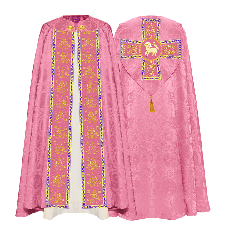 GOTHIC COPE VESTMENTS WITH LITURGICAL EMBROIDERY AND TRIMS