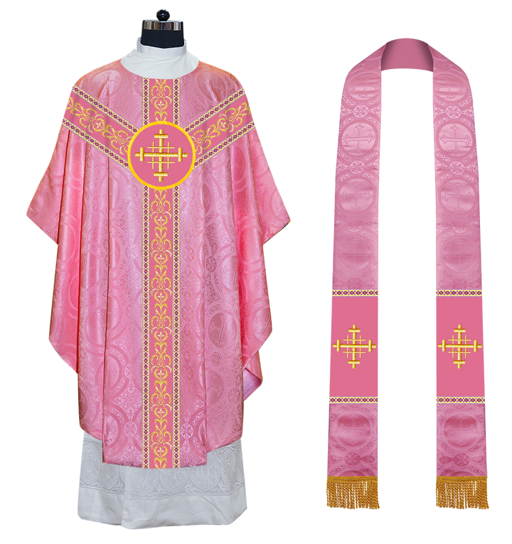 GOTHIC CHASUBLE VESTMENTS WITH BRAIDED ORPHREY AND TRIMS