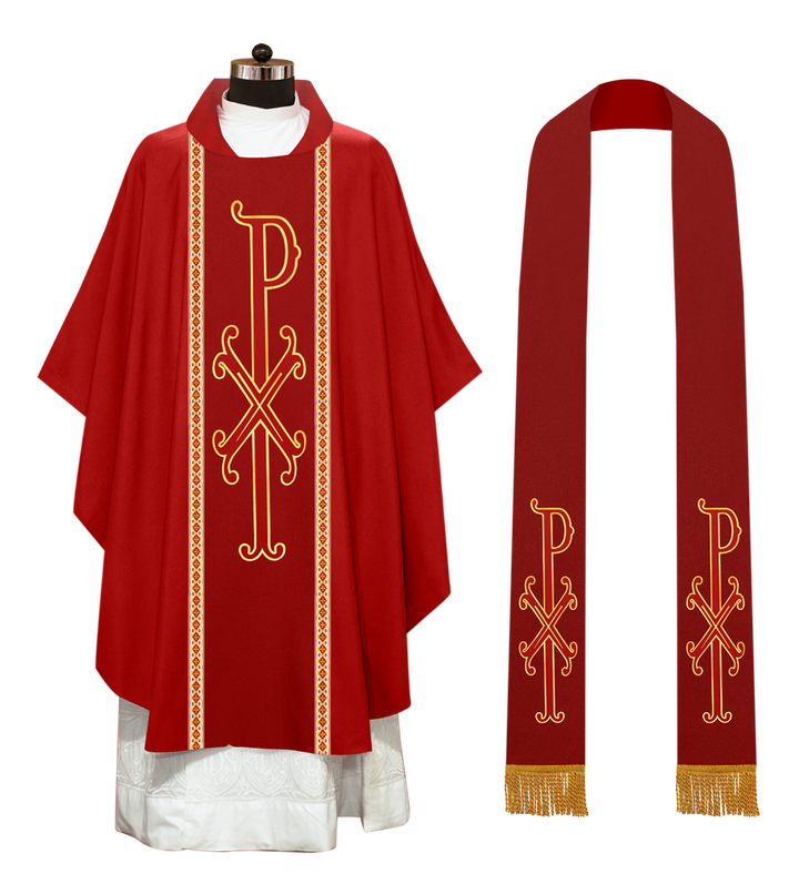 GOTHIC CHASUBLE WITH PAX MOTIF AND TRIMS