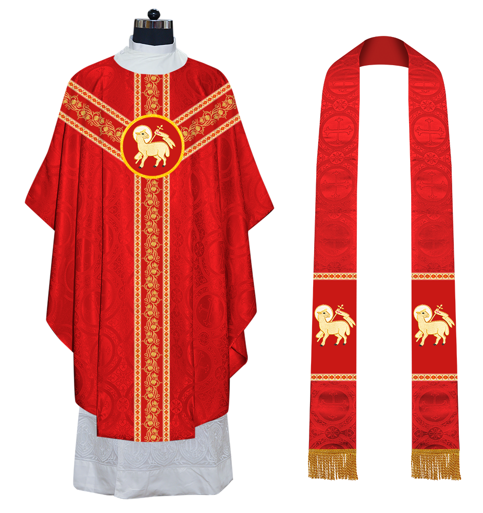 EMBROIDERED GOTHIC CHASUBLE ADORNED WITH GRAPES DESIGN