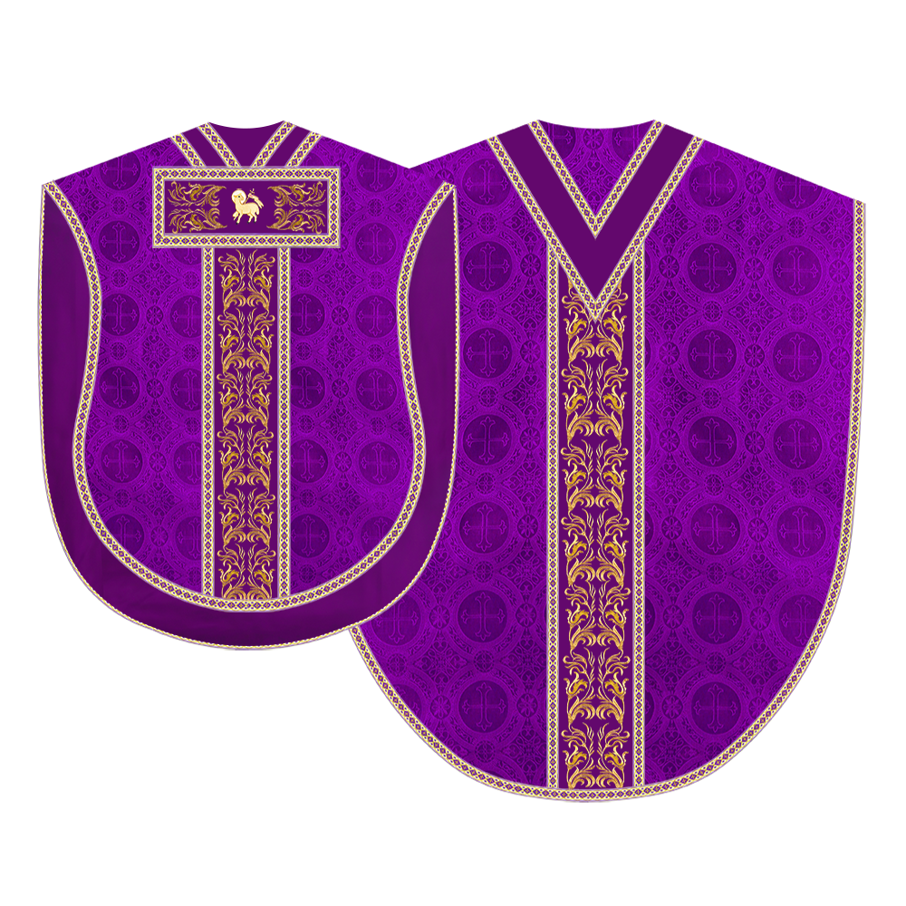 LITURGICAL BORROMEAN CHASUBLE WITH DETAILED EMBROIDERY AND TRIMS