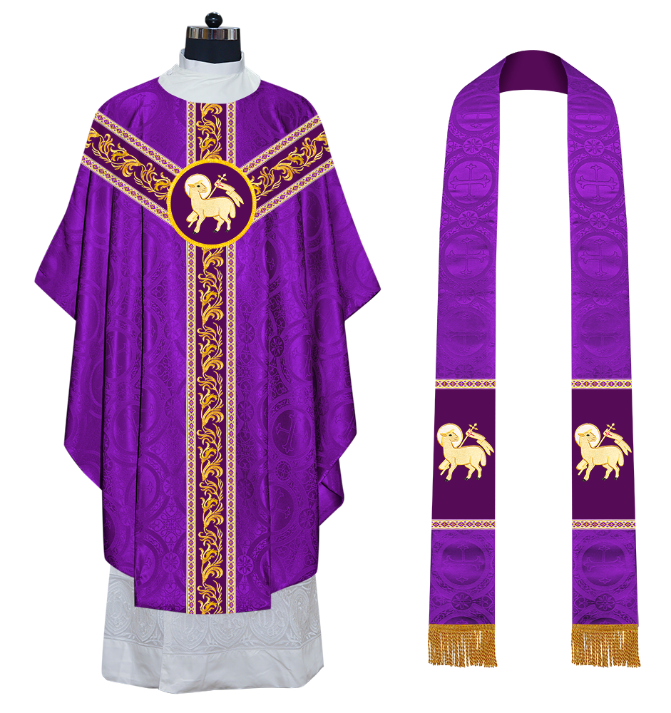 GOTHIC CHASUBLE VESTMENTS WITH ORNATE EMBROIDERY AND TRIMS