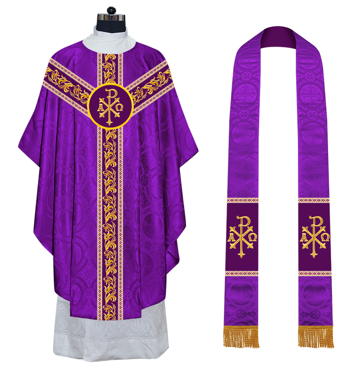 GOTHIC CHASUBLE VESTMENTS WITH ORNATE EMBROIDERY AND TRIMS