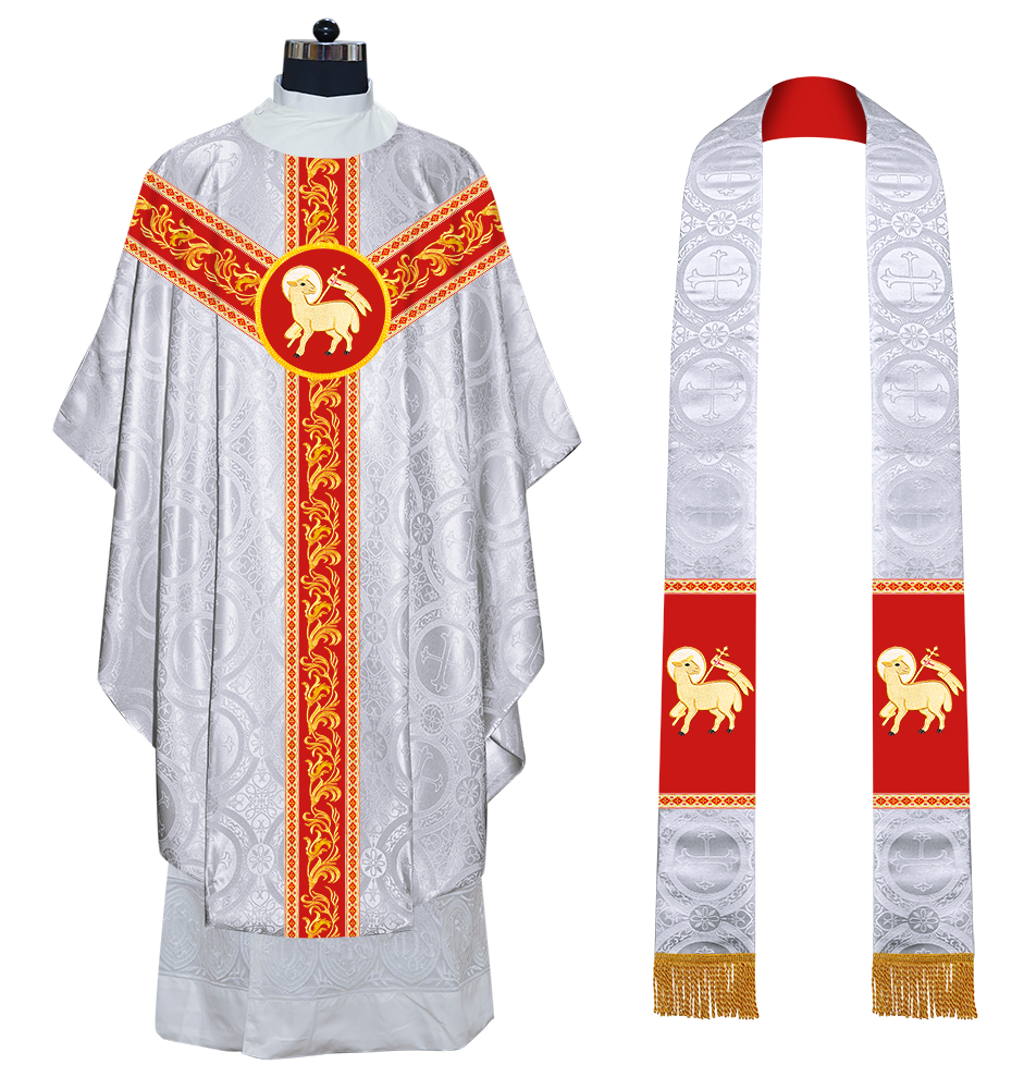 GOTHIC CHASUBLE VESTMENTS WITH ORNATE EMBROIDERY AND TRIMS