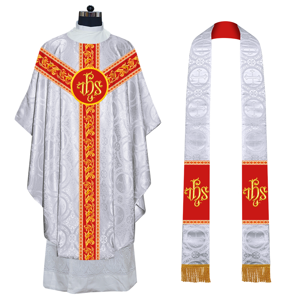 GOTHIC CHASUBLE VESTMENTS WITH ORNATE EMBROIDERY AND TRIMS