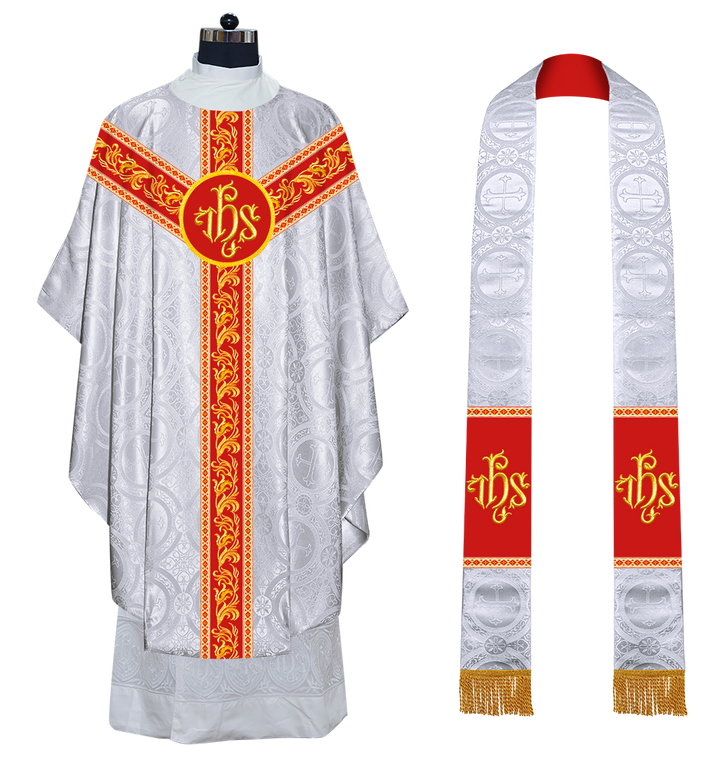 GOTHIC CHASUBLE VESTMENTS WITH ORNATE EMBROIDERY AND TRIMS